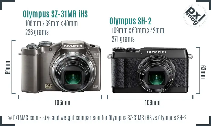 Olympus SZ-31MR iHS vs Olympus SH-2 size comparison
