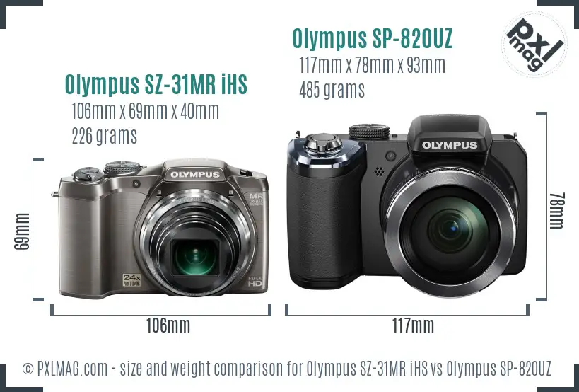 Olympus SZ-31MR iHS vs Olympus SP-820UZ size comparison