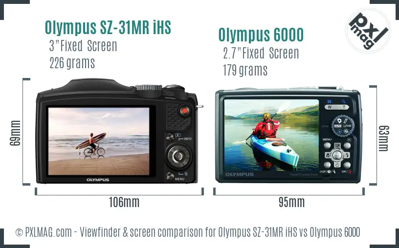 Olympus SZ-31MR iHS vs Olympus 6000 Screen and Viewfinder comparison