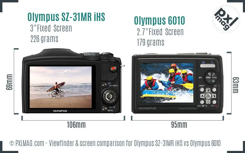 Olympus SZ-31MR iHS vs Olympus 6010 Screen and Viewfinder comparison