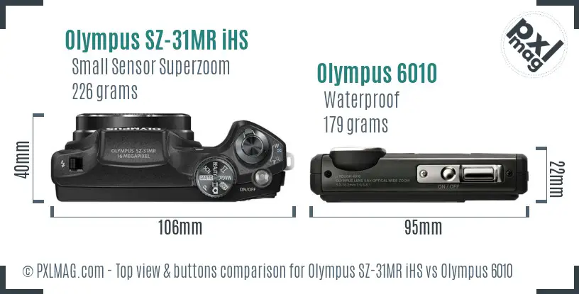 Olympus SZ-31MR iHS vs Olympus 6010 top view buttons comparison
