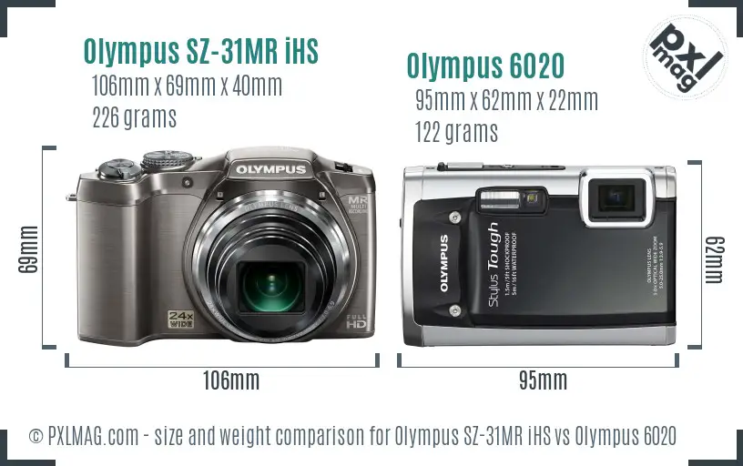 Olympus SZ-31MR iHS vs Olympus 6020 size comparison