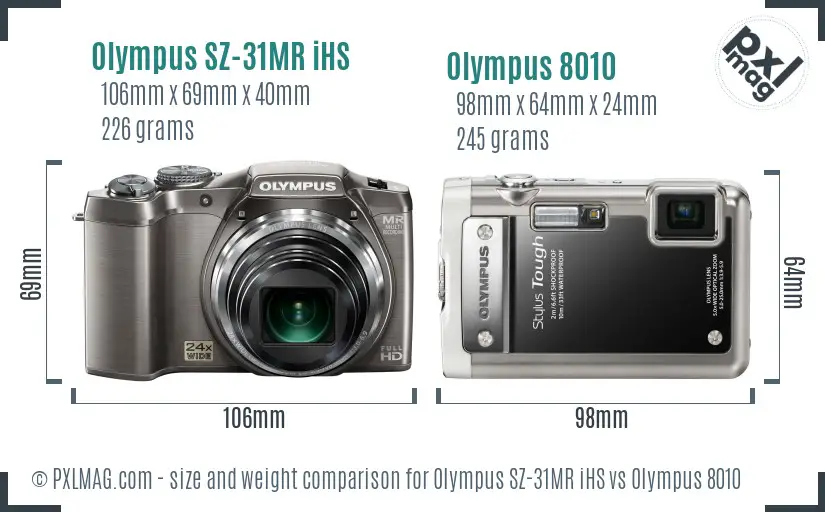Olympus SZ-31MR iHS vs Olympus 8010 size comparison