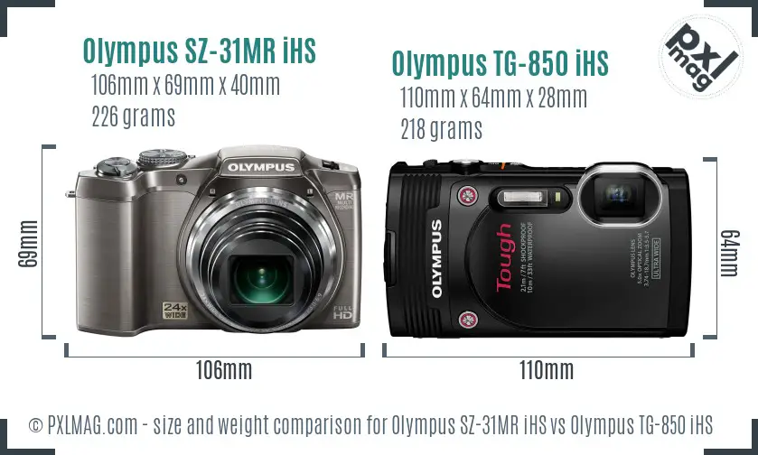 Olympus SZ-31MR iHS vs Olympus TG-850 iHS size comparison