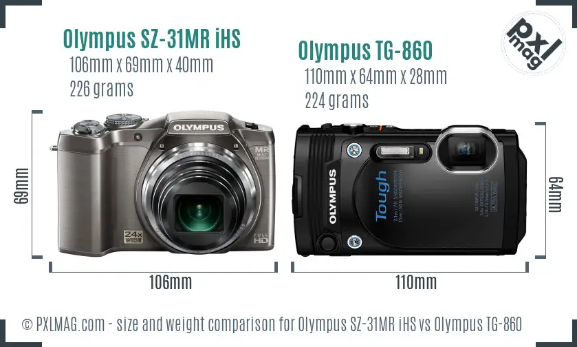 Olympus SZ-31MR iHS vs Olympus TG-860 size comparison