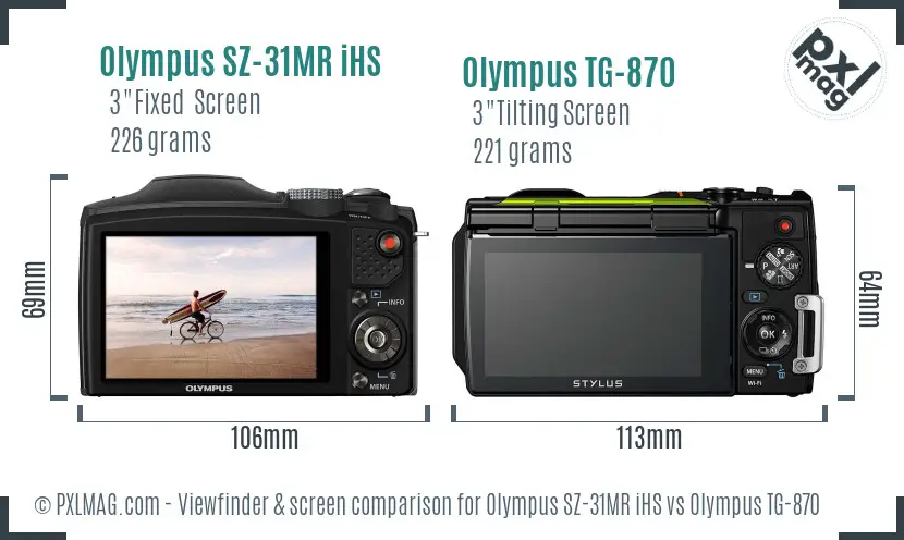 Olympus SZ-31MR iHS vs Olympus TG-870 Screen and Viewfinder comparison