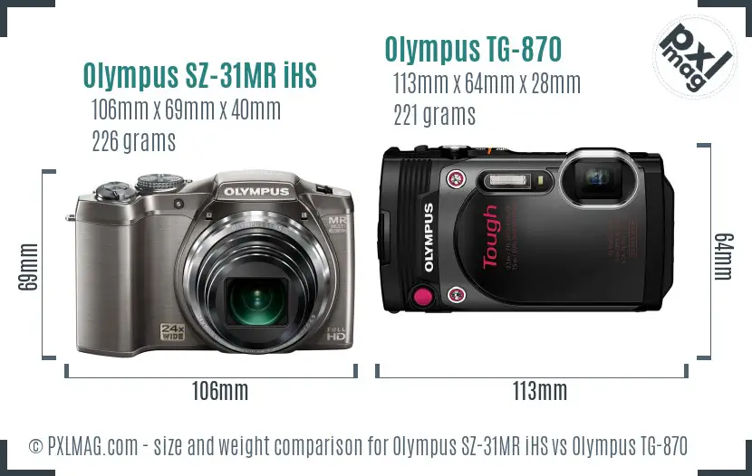Olympus SZ-31MR iHS vs Olympus TG-870 size comparison