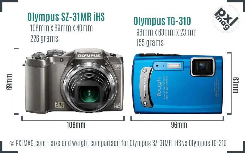 Olympus SZ-31MR iHS vs Olympus TG-310 size comparison