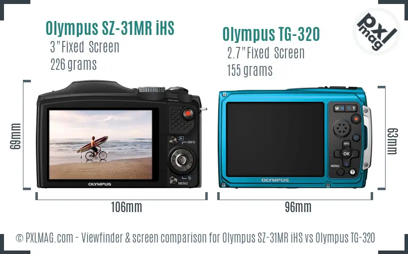 Olympus SZ-31MR iHS vs Olympus TG-320 Screen and Viewfinder comparison