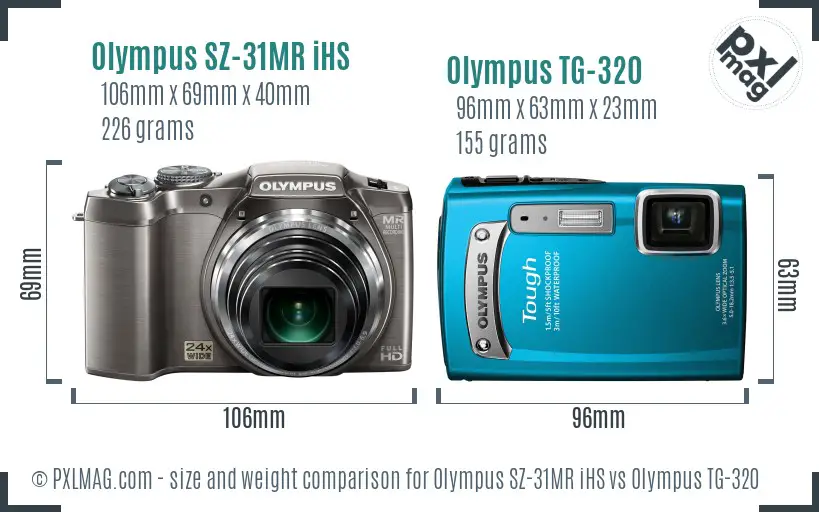 Olympus SZ-31MR iHS vs Olympus TG-320 size comparison