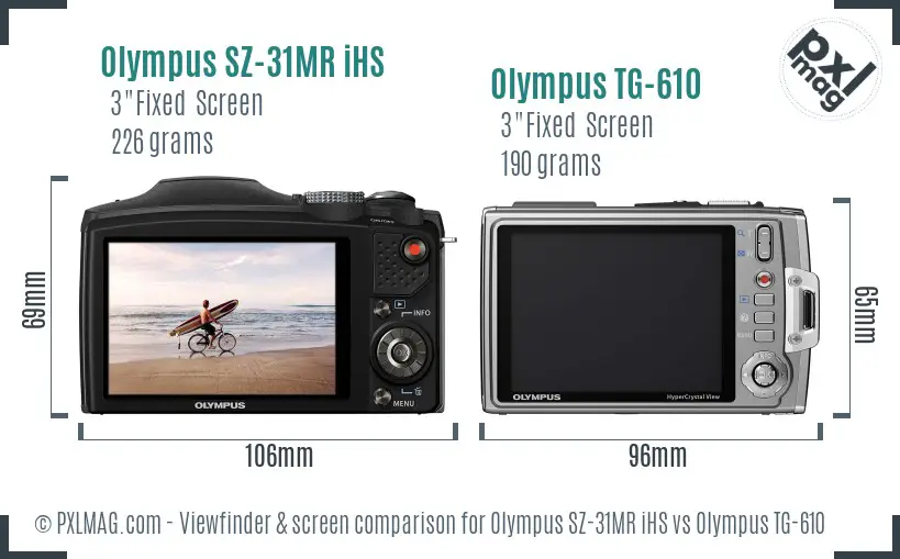 Olympus SZ-31MR iHS vs Olympus TG-610 Screen and Viewfinder comparison