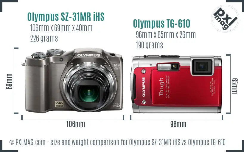 Olympus SZ-31MR iHS vs Olympus TG-610 size comparison