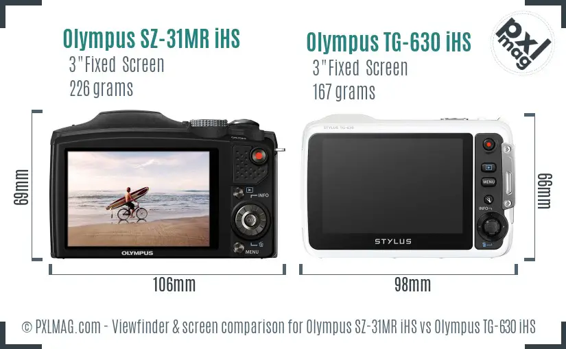 Olympus SZ-31MR iHS vs Olympus TG-630 iHS Screen and Viewfinder comparison