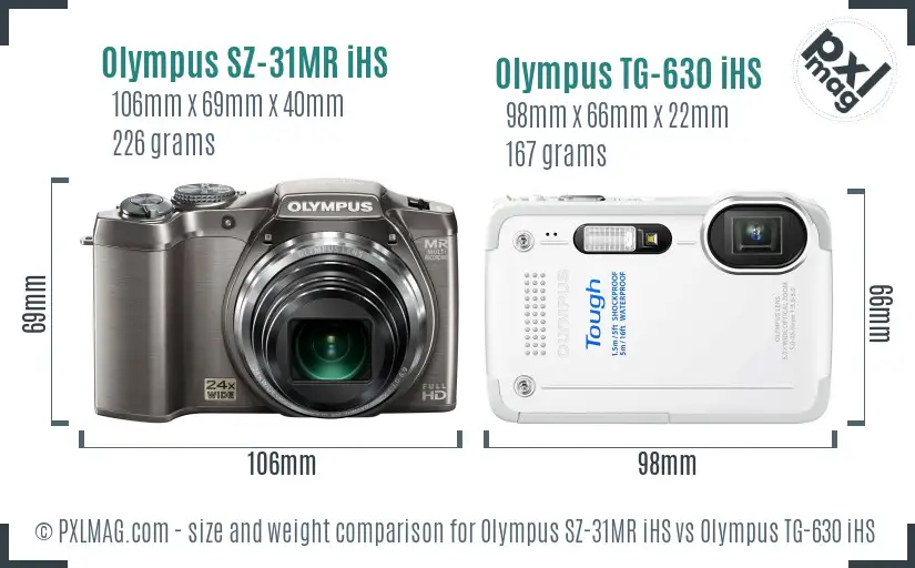 Olympus SZ-31MR iHS vs Olympus TG-630 iHS size comparison