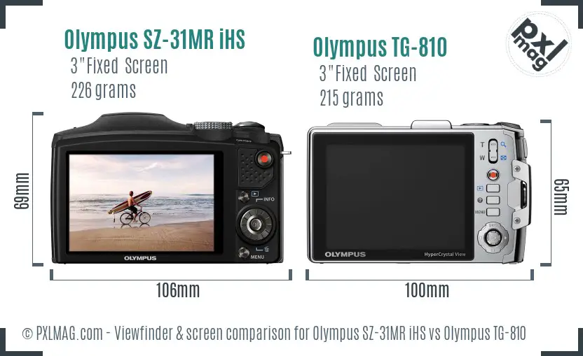 Olympus SZ-31MR iHS vs Olympus TG-810 Screen and Viewfinder comparison