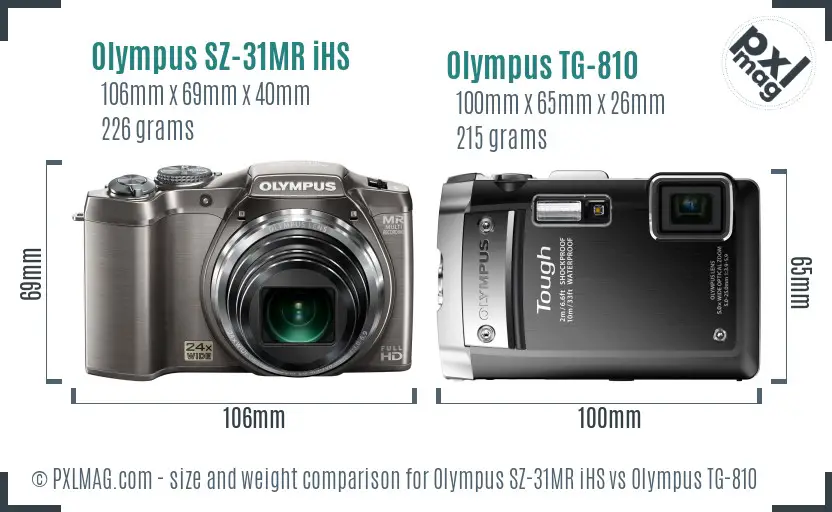 Olympus SZ-31MR iHS vs Olympus TG-810 size comparison