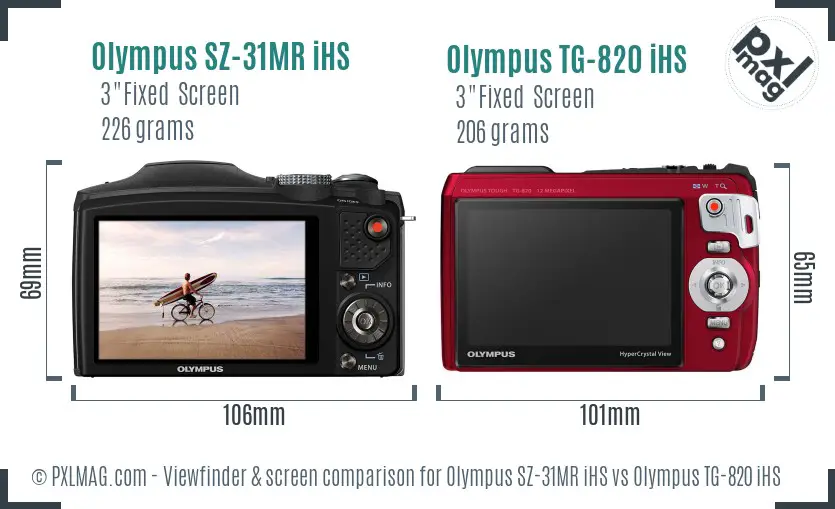 Olympus SZ-31MR iHS vs Olympus TG-820 iHS Screen and Viewfinder comparison