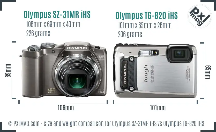 Olympus SZ-31MR iHS vs Olympus TG-820 iHS size comparison