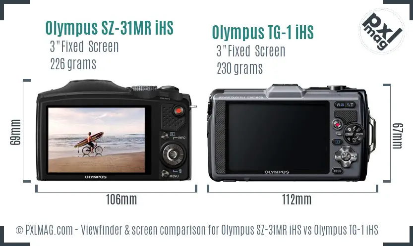 Olympus SZ-31MR iHS vs Olympus TG-1 iHS Screen and Viewfinder comparison