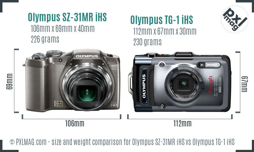 Olympus SZ-31MR iHS vs Olympus TG-1 iHS size comparison