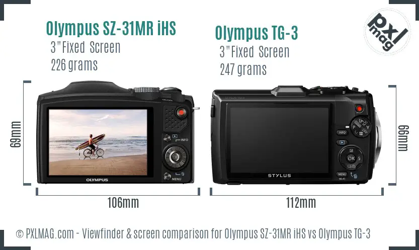 Olympus SZ-31MR iHS vs Olympus TG-3 Screen and Viewfinder comparison
