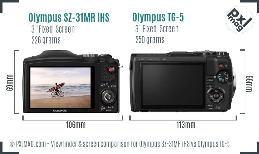 Olympus SZ-31MR iHS vs Olympus TG-5 Screen and Viewfinder comparison