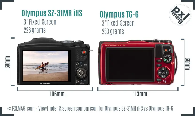 Olympus SZ-31MR iHS vs Olympus TG-6 Screen and Viewfinder comparison