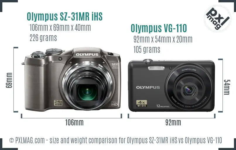 Olympus SZ-31MR iHS vs Olympus VG-110 size comparison