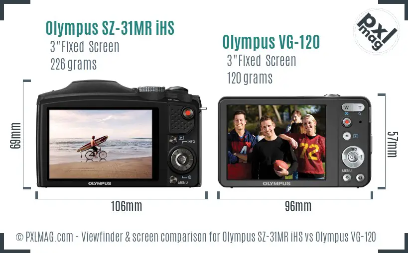 Olympus SZ-31MR iHS vs Olympus VG-120 Screen and Viewfinder comparison
