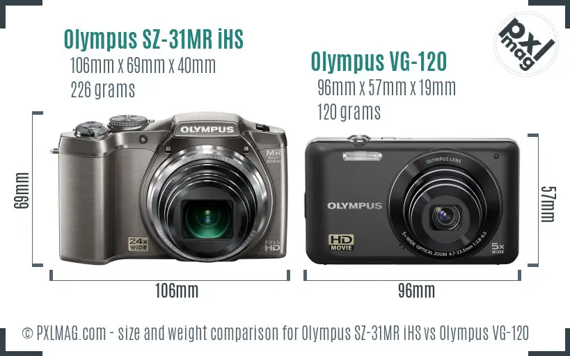 Olympus SZ-31MR iHS vs Olympus VG-120 size comparison