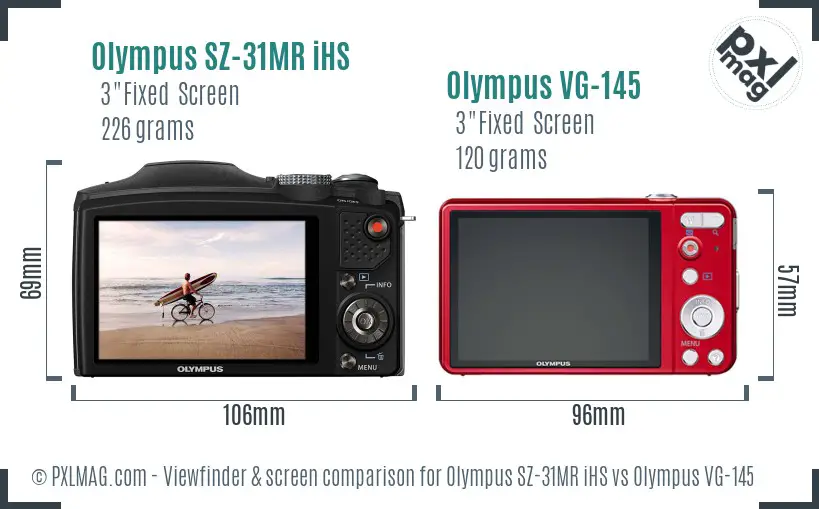 Olympus SZ-31MR iHS vs Olympus VG-145 Screen and Viewfinder comparison