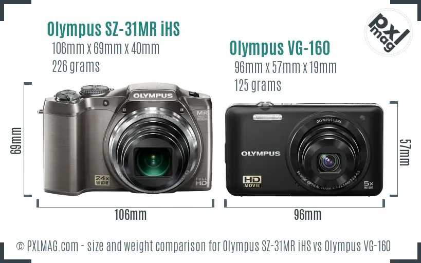Olympus SZ-31MR iHS vs Olympus VG-160 size comparison