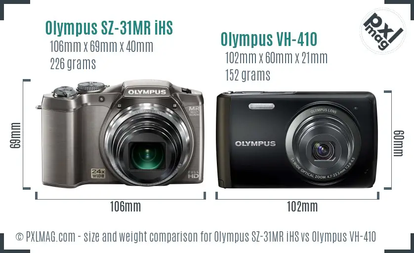Olympus SZ-31MR iHS vs Olympus VH-410 size comparison