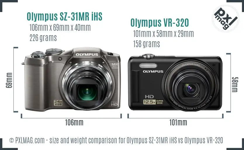 Olympus SZ-31MR iHS vs Olympus VR-320 size comparison