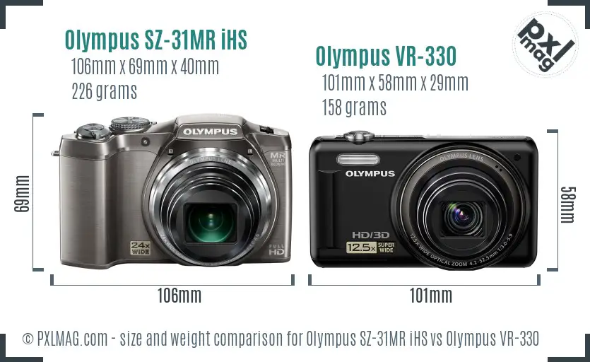 Olympus SZ-31MR iHS vs Olympus VR-330 size comparison
