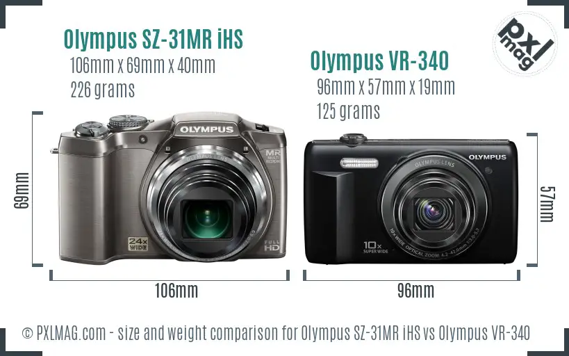 Olympus SZ-31MR iHS vs Olympus VR-340 size comparison
