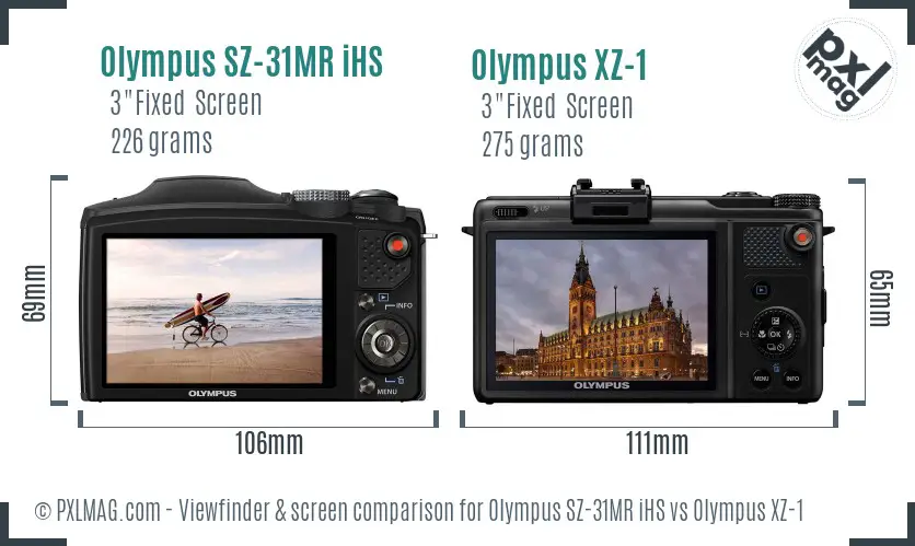 Olympus SZ-31MR iHS vs Olympus XZ-1 Screen and Viewfinder comparison