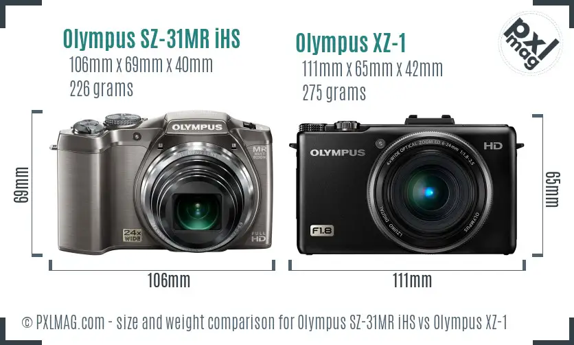 Olympus SZ-31MR iHS vs Olympus XZ-1 size comparison