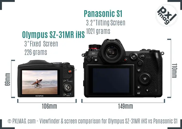 Olympus SZ-31MR iHS vs Panasonic S1 Screen and Viewfinder comparison