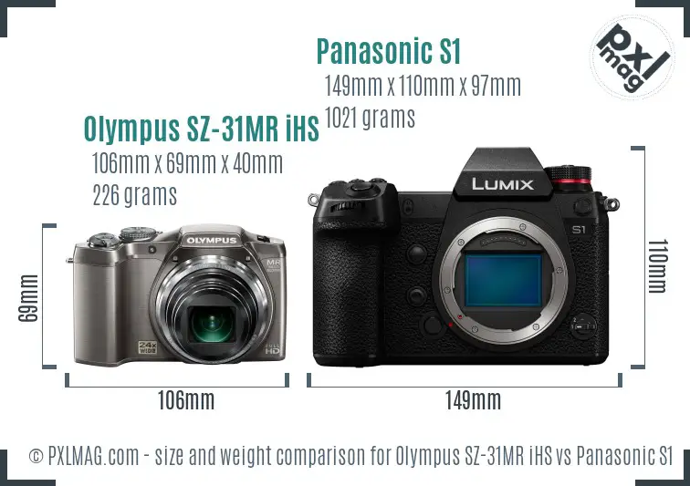 Olympus SZ-31MR iHS vs Panasonic S1 size comparison