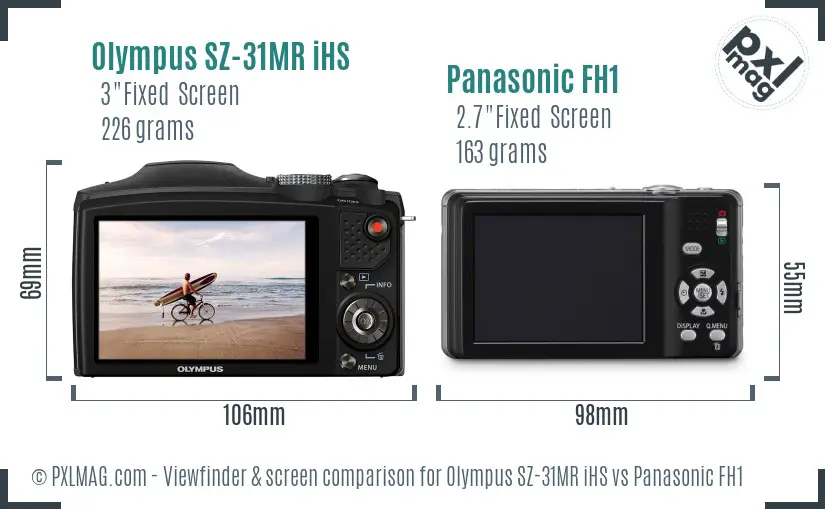 Olympus SZ-31MR iHS vs Panasonic FH1 Screen and Viewfinder comparison