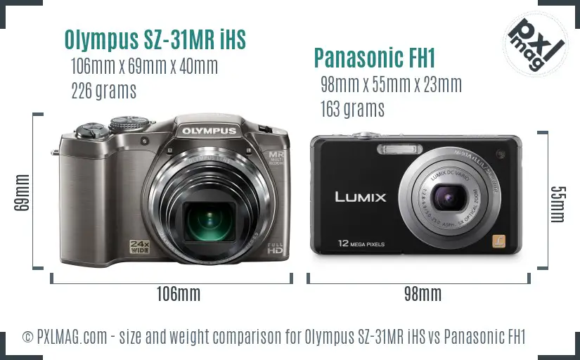 Olympus SZ-31MR iHS vs Panasonic FH1 size comparison