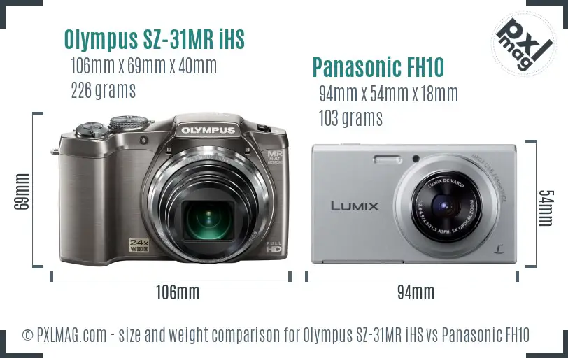 Olympus SZ-31MR iHS vs Panasonic FH10 size comparison