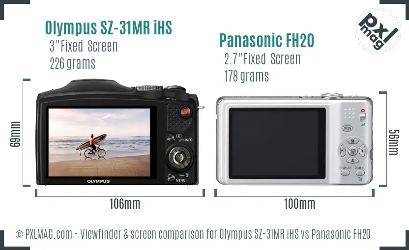 Olympus SZ-31MR iHS vs Panasonic FH20 Screen and Viewfinder comparison