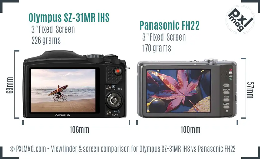 Olympus SZ-31MR iHS vs Panasonic FH22 Screen and Viewfinder comparison