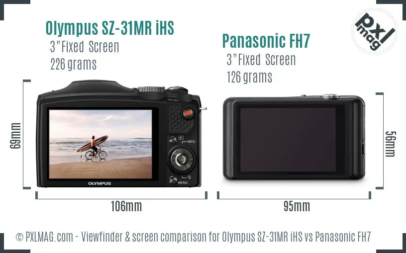 Olympus SZ-31MR iHS vs Panasonic FH7 Screen and Viewfinder comparison