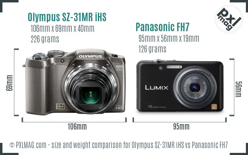Olympus SZ-31MR iHS vs Panasonic FH7 size comparison