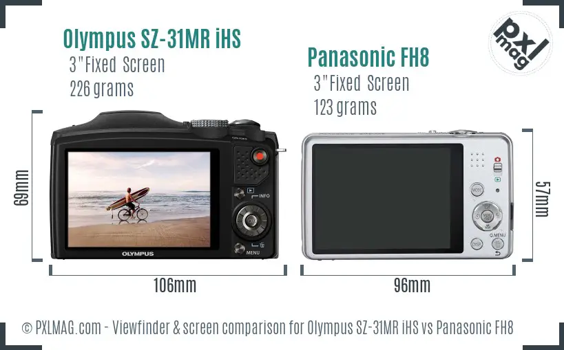 Olympus SZ-31MR iHS vs Panasonic FH8 Screen and Viewfinder comparison