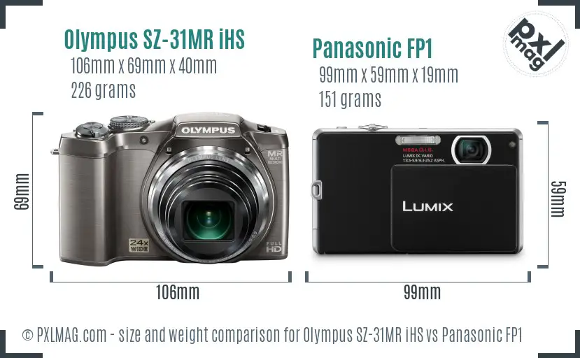 Olympus SZ-31MR iHS vs Panasonic FP1 size comparison