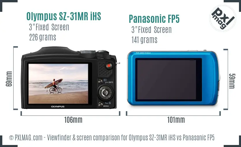 Olympus SZ-31MR iHS vs Panasonic FP5 Screen and Viewfinder comparison